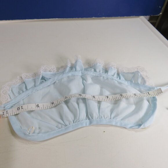 Baby Blue & White Bonnet Ruffles with semi open back & button 11" hat cap - Picture 6 of 6